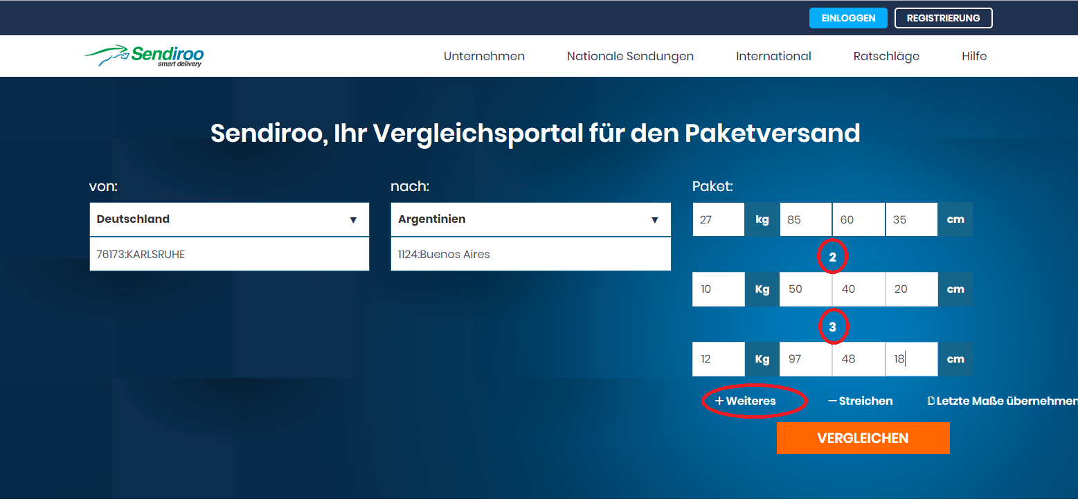 Messen und Wiegen der Pakete